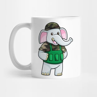 Elephant as Soldier with Uniform & Helmet Mug